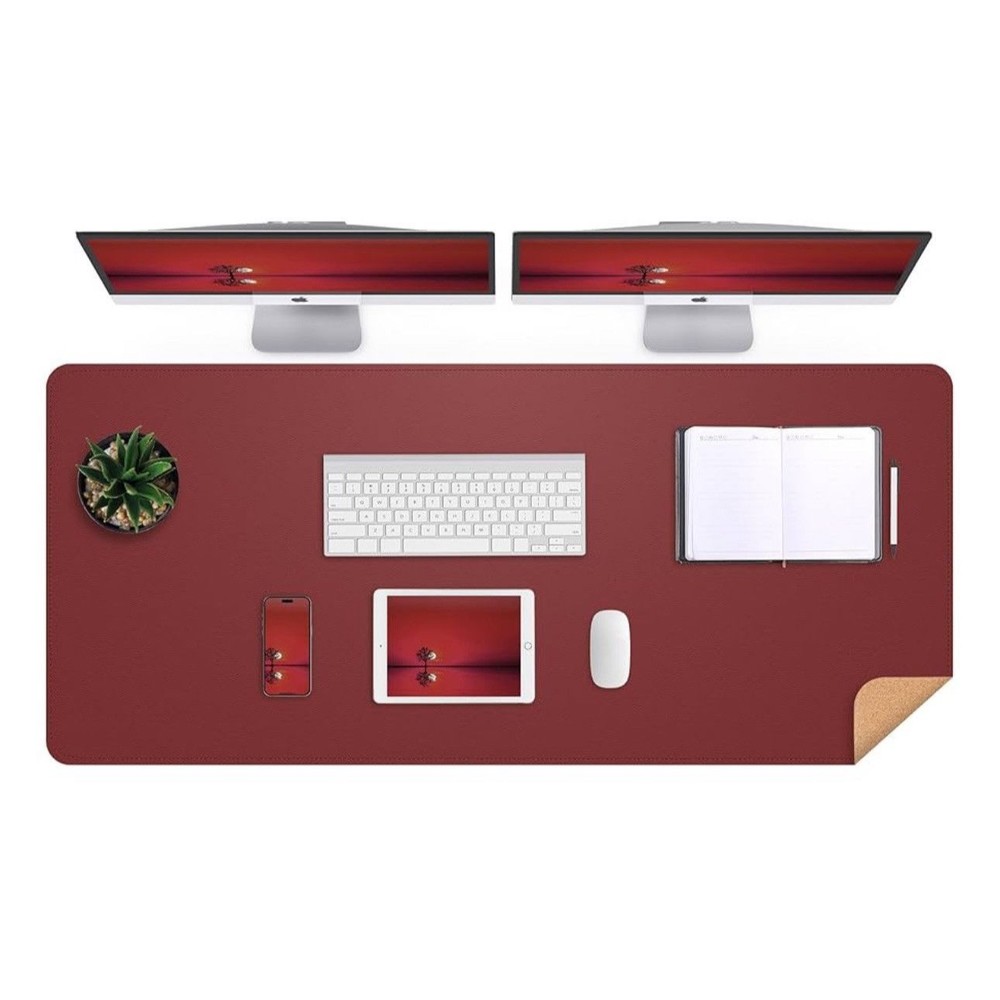 Leather Desk pad Protector Large Desk mat with Natural Cork & PU Leather 47*17in